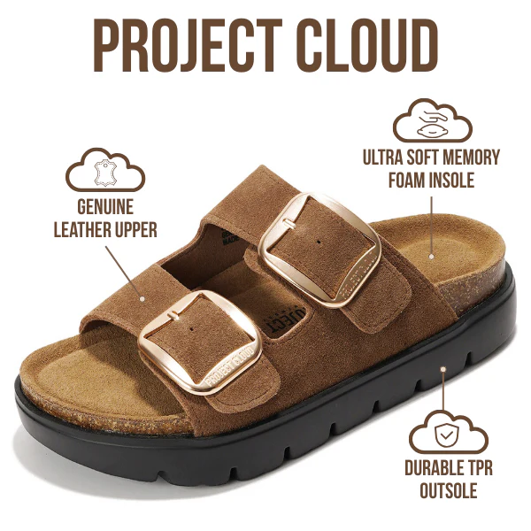 Project Cloud Women's | Genuine Leather Platform Sandals | ProjectPlush | Non-Slip - Greece Chunky - Image 21