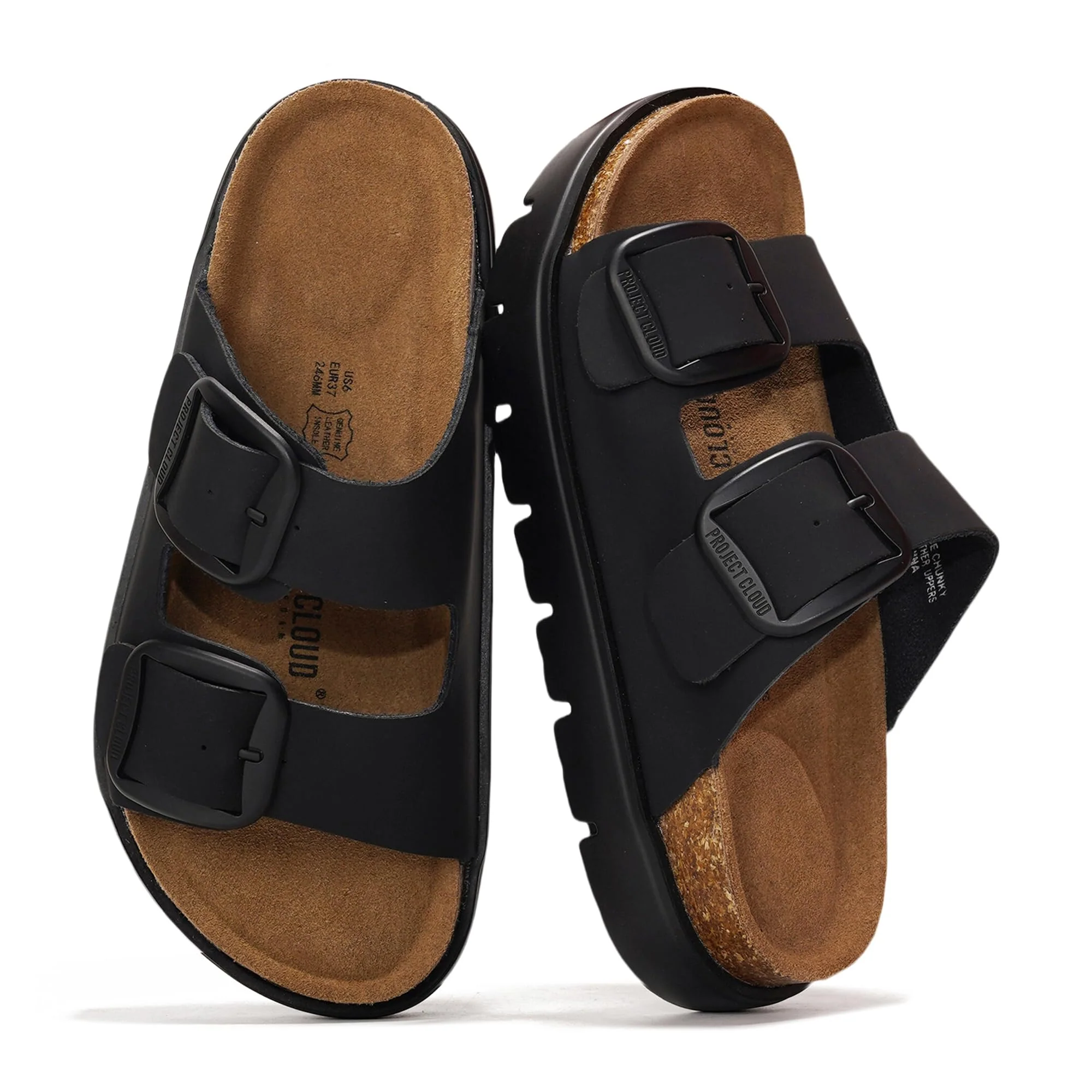Project Cloud Women's | Genuine Leather Platform Sandals | ProjectPlush | Non-Slip - Greece Chunky - Image 25