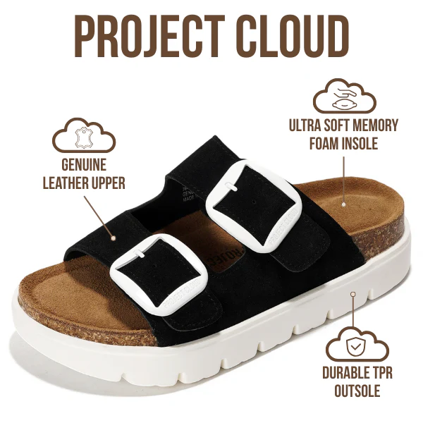Project Cloud Women's | Genuine Leather Platform Sandals | ProjectPlush | Non-Slip - Greece Chunky - Image 33