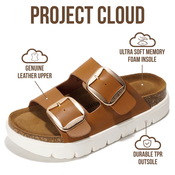 Project Cloud Women's | Genuine Leather Platform Sandals | ProjectPlush | Non-Slip - Greece Chunky - Image 45