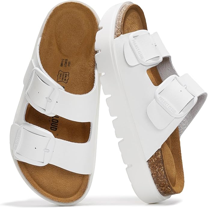 Project Cloud Women's | Genuine Leather Platform Sandals | ProjectPlush | Non-Slip - Greece Chunky - Image 49