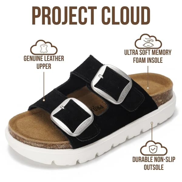 Project Cloud Women's | Genuine Leather Platform Sandals | ProjectPlush | Non-Slip - Greece Chunky - Image 74