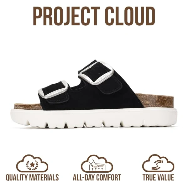 Project Cloud Women's | Genuine Leather Platform Sandals | ProjectPlush | Non-Slip - Greece Chunky - Image 75