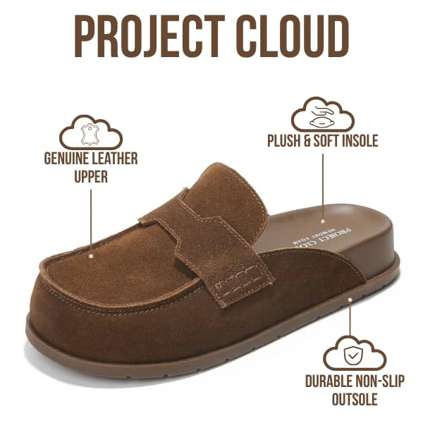 Project Cloud Women's | Genuine Suede Clogs | Plush and Soft Insole | Arch Support | Lightweight | Non-Slip - Foamy - Image 15