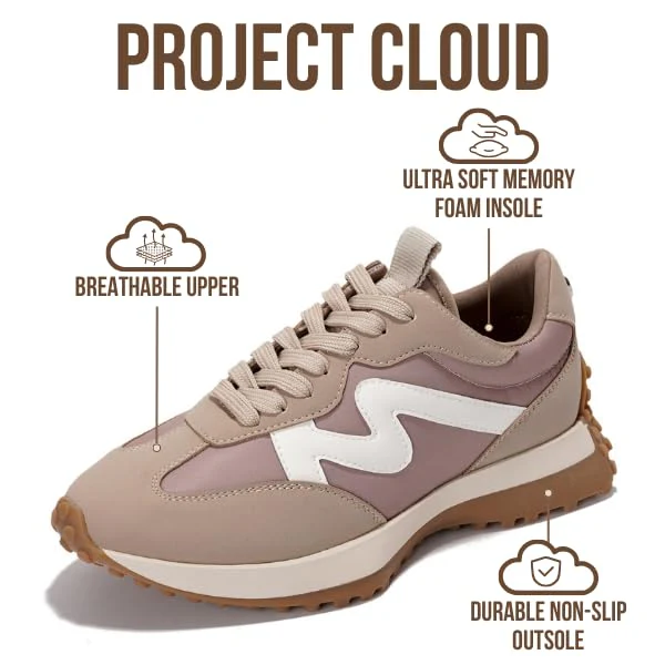 Project Cloud Women's | Canvas Upper Sneakers for Women | Memory Foam | Lightweight | Non-Slip - Lecco - Image 109