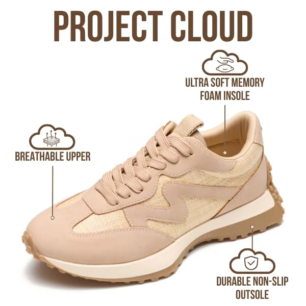 Project Cloud Women's | Canvas Upper Sneakers for Women | Memory Foam | Lightweight | Non-Slip - Lecco - Image 126