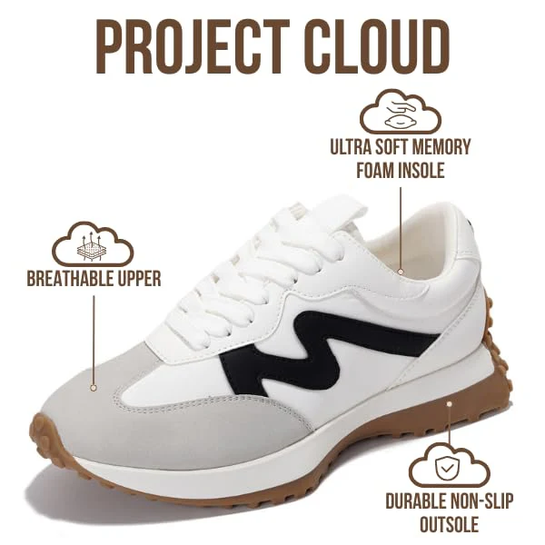Project Cloud Women's | Canvas Upper Sneakers for Women | Memory Foam | Lightweight | Non-Slip - Lecco - Image 85