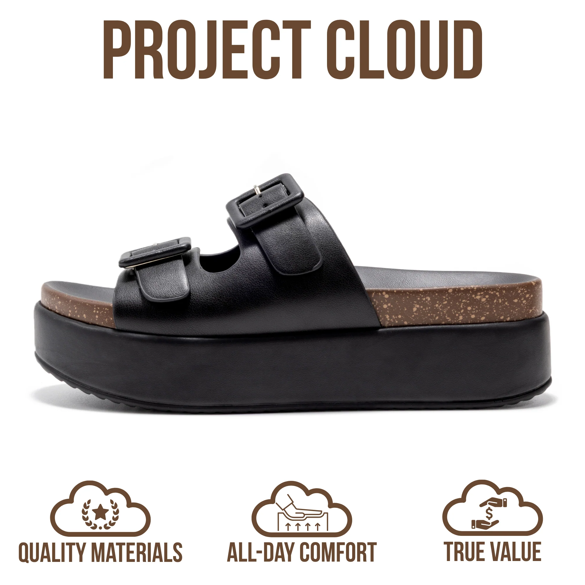 Project Cloud Women's | Wedge Platform Sandals | Eco-Leather Upper | Memory Foam | Non-Slip - Softy - Image 16