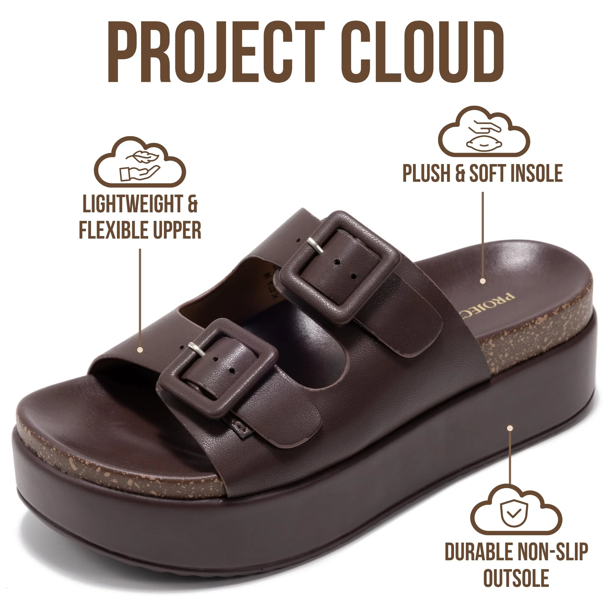 Project Cloud Women's | Wedge Platform Sandals | Eco-Leather Upper | Memory Foam | Non-Slip - Softy - Image 26