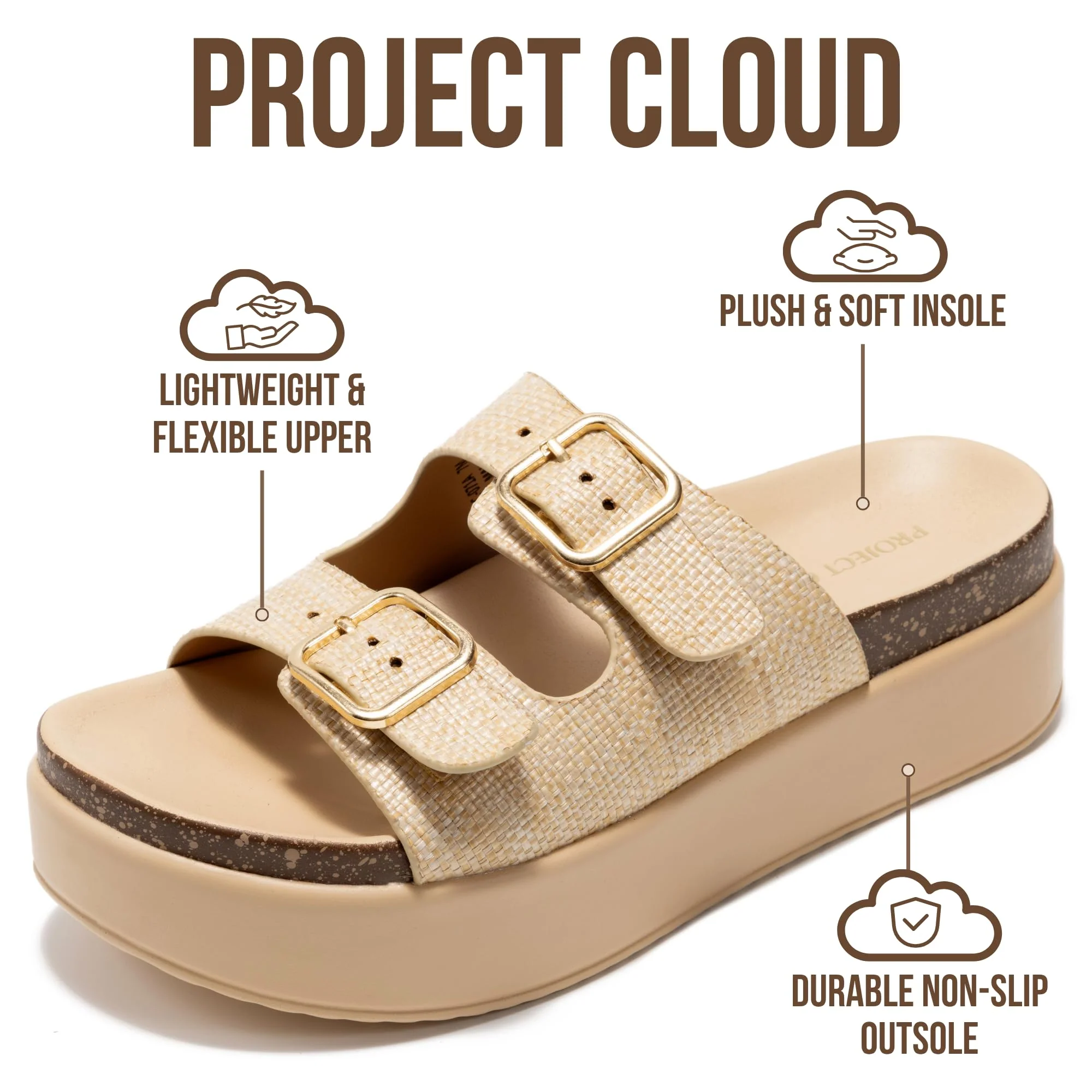 Project Cloud Women's | Wedge Platform Sandals | Eco-Leather Upper | Memory Foam | Non-Slip - Softy - Image 31
