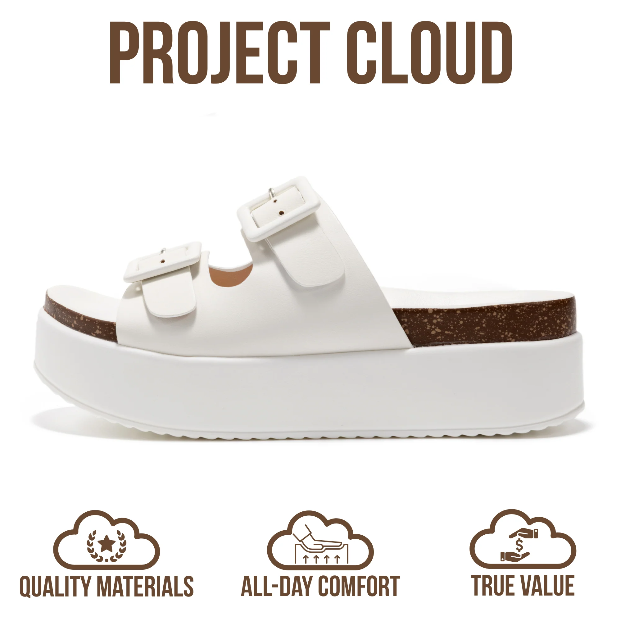 Project Cloud Women's | Wedge Platform Sandals | Eco-Leather Upper | Memory Foam | Non-Slip - Softy - Image 4