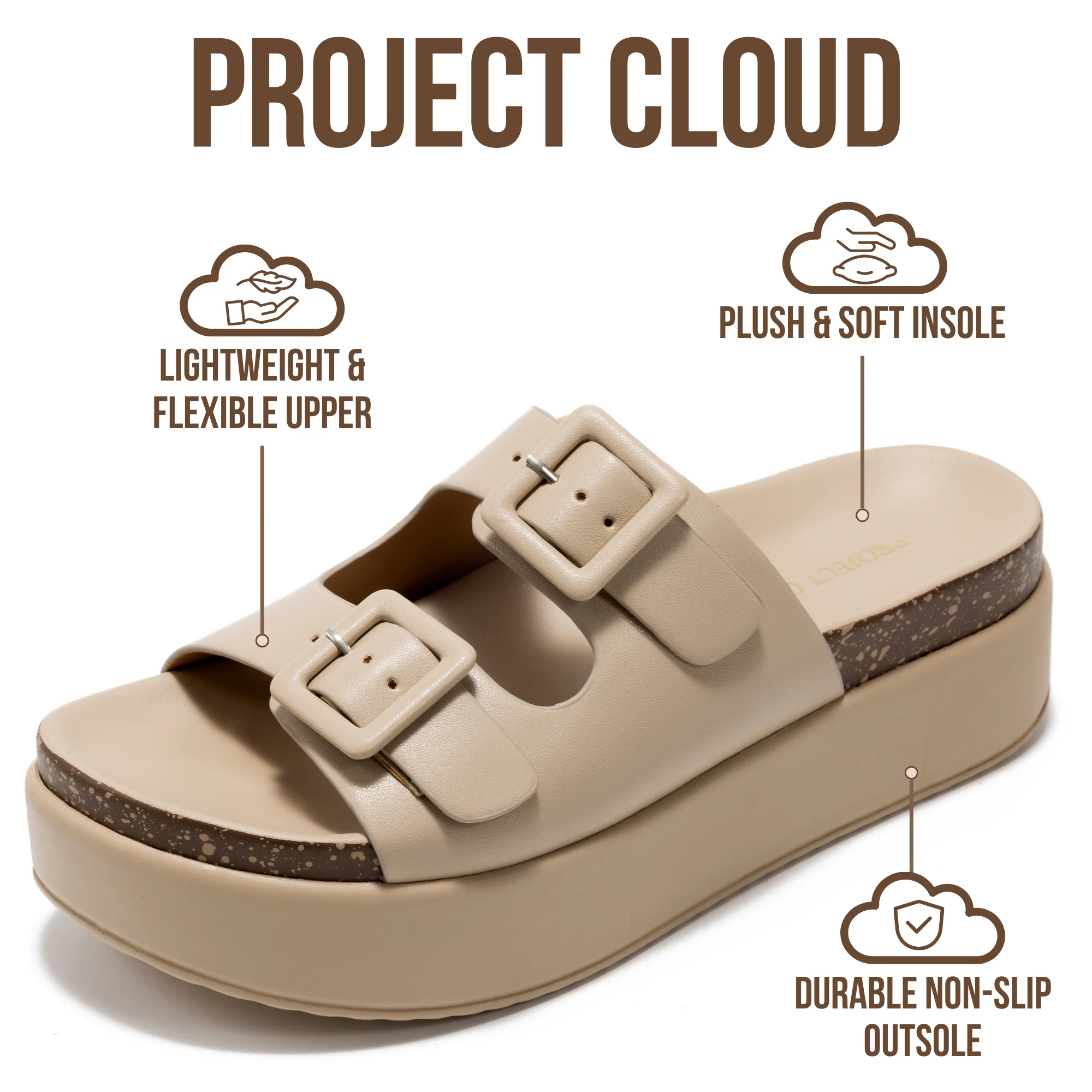 Project Cloud Women's | Wedge Platform Sandals | Eco-Leather Upper | Memory Foam | Non-Slip - Softy - Image 9