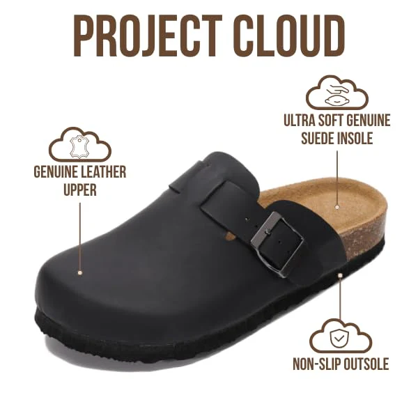 Project Cloud Women's | Genuine Suede Footbed Clogs | ProjectPlush | Lightweight | Non-Slip - Benton - Image 100