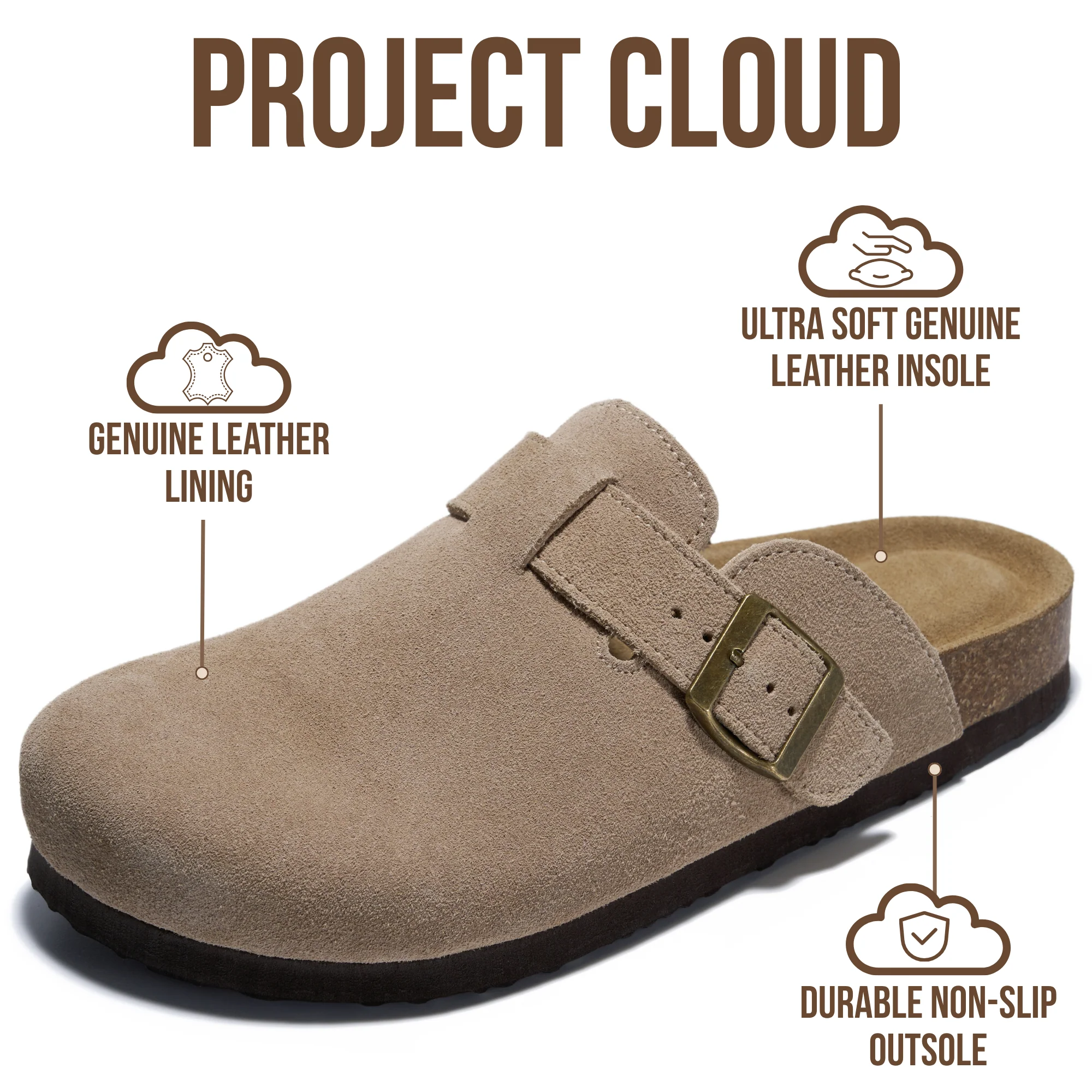 Project Cloud Women's | Genuine Suede Footbed Clogs | ProjectPlush | Lightweight | Non-Slip - Benton - Image 105