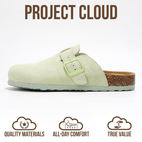 Project Cloud Women's | Genuine Suede Footbed Clogs | ProjectPlush | Lightweight | Non-Slip - Benton - Image 16
