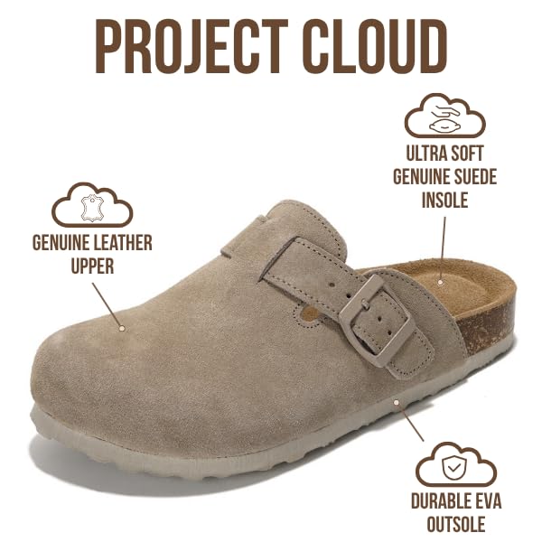 Project Cloud Women's | Genuine Suede Footbed Clogs | ProjectPlush | Lightweight | Non-Slip - Benton - Image 27