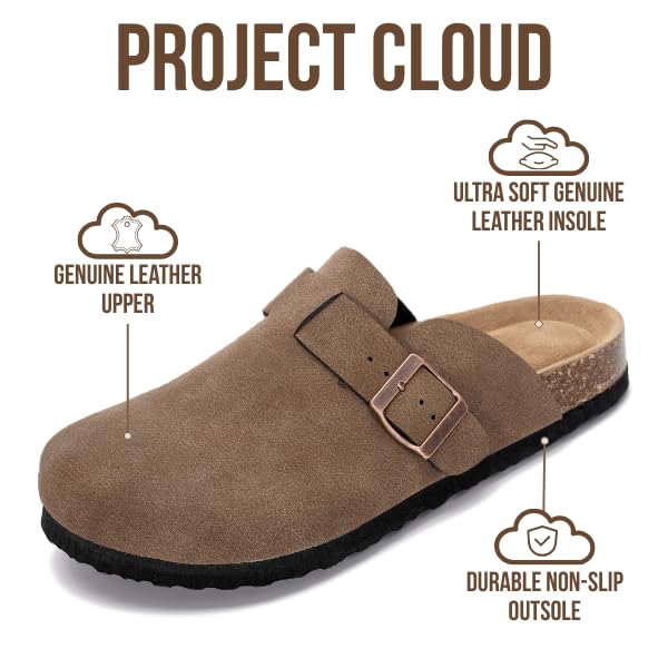 Project Cloud Women's | Genuine Suede Footbed Clogs | ProjectPlush | Lightweight | Non-Slip - Benton - Image 3