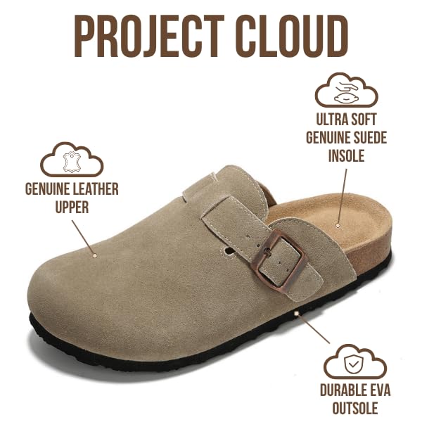 Project Cloud Women's | Genuine Suede Footbed Clogs | ProjectPlush | Lightweight | Non-Slip - Benton - Image 38