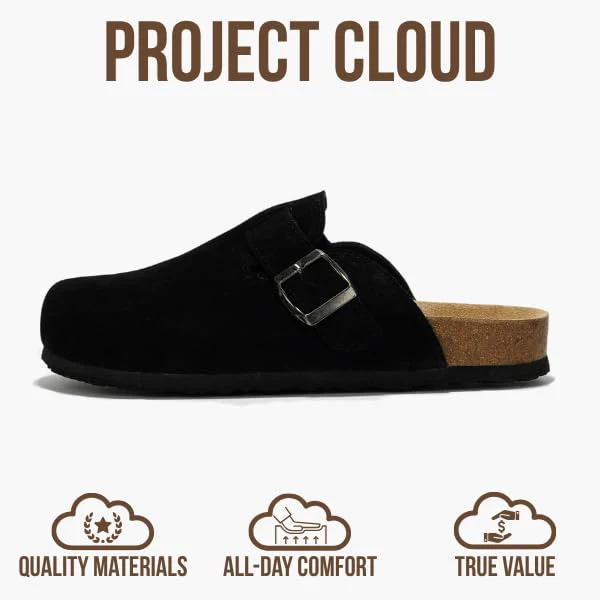 Project Cloud Women's | Genuine Suede Footbed Clogs | ProjectPlush | Lightweight | Non-Slip - Benton - Image 45