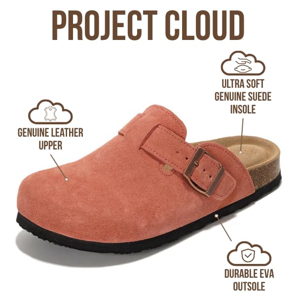 Project Cloud Women's | Genuine Suede Footbed Clogs | ProjectPlush | Lightweight | Non-Slip - Benton - Image 62