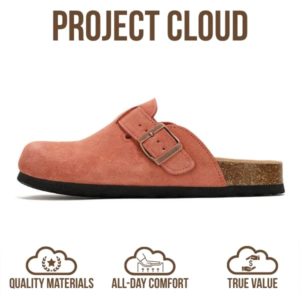 Project Cloud Women's | Genuine Suede Footbed Clogs | ProjectPlush | Lightweight | Non-Slip - Benton - Image 63