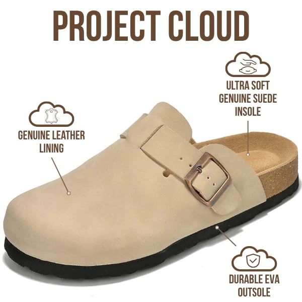 Project Cloud Women's | Genuine Suede Footbed Clogs | ProjectPlush | Lightweight | Non-Slip - Benton - Image 68