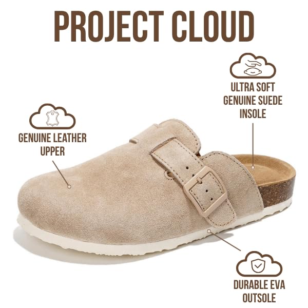 Project Cloud Women's | Genuine Suede Footbed Clogs | ProjectPlush | Lightweight | Non-Slip - Benton - Image 9