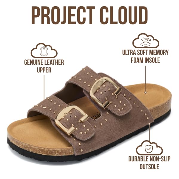 Project Cloud Women's | 100% Genuine Leather Womens Sandals | Memory Foam | Lightweight | Non-Slip - Venita Stud - Image 13