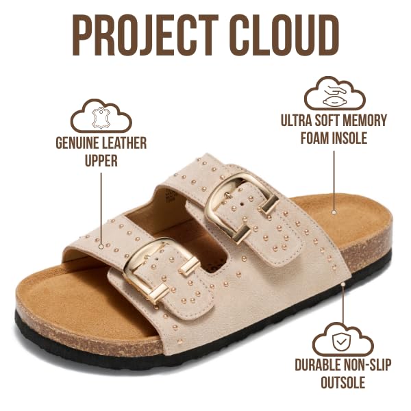 Project Cloud Women's | 100% Genuine Leather Womens Sandals | Memory Foam | Lightweight | Non-Slip - Venita Stud - Image 18