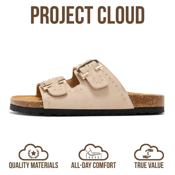 Project Cloud Women's | 100% Genuine Leather Womens Sandals | Memory Foam | Lightweight | Non-Slip - Venita Stud - Image 19