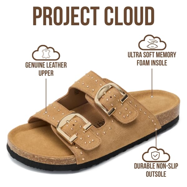 Project Cloud Women's | 100% Genuine Leather Womens Sandals | Memory Foam | Lightweight | Non-Slip - Venita Stud - Image 3