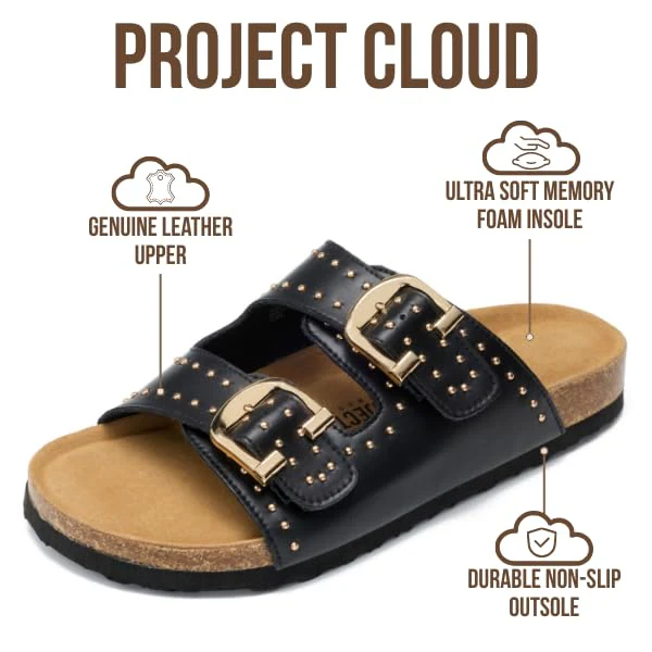 Project Cloud Women's | 100% Genuine Leather Womens Sandals | Memory Foam | Lightweight | Non-Slip - Venita Stud - Image 8