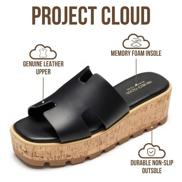 Project Cloud Women's | Genuine Leather Wedge Sandals | Memory Foam | Lightweight | Non-Slip - Mila - Image 19