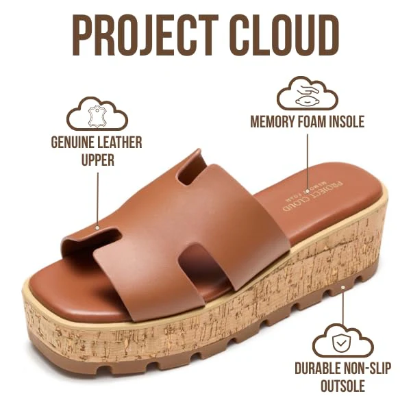 Project Cloud Women's | Genuine Leather Wedge Sandals | Memory Foam | Lightweight | Non-Slip - Mila - Image 24