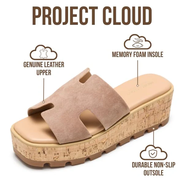 Project Cloud Women's | Genuine Leather Wedge Sandals | Memory Foam | Lightweight | Non-Slip - Mila - Image 3