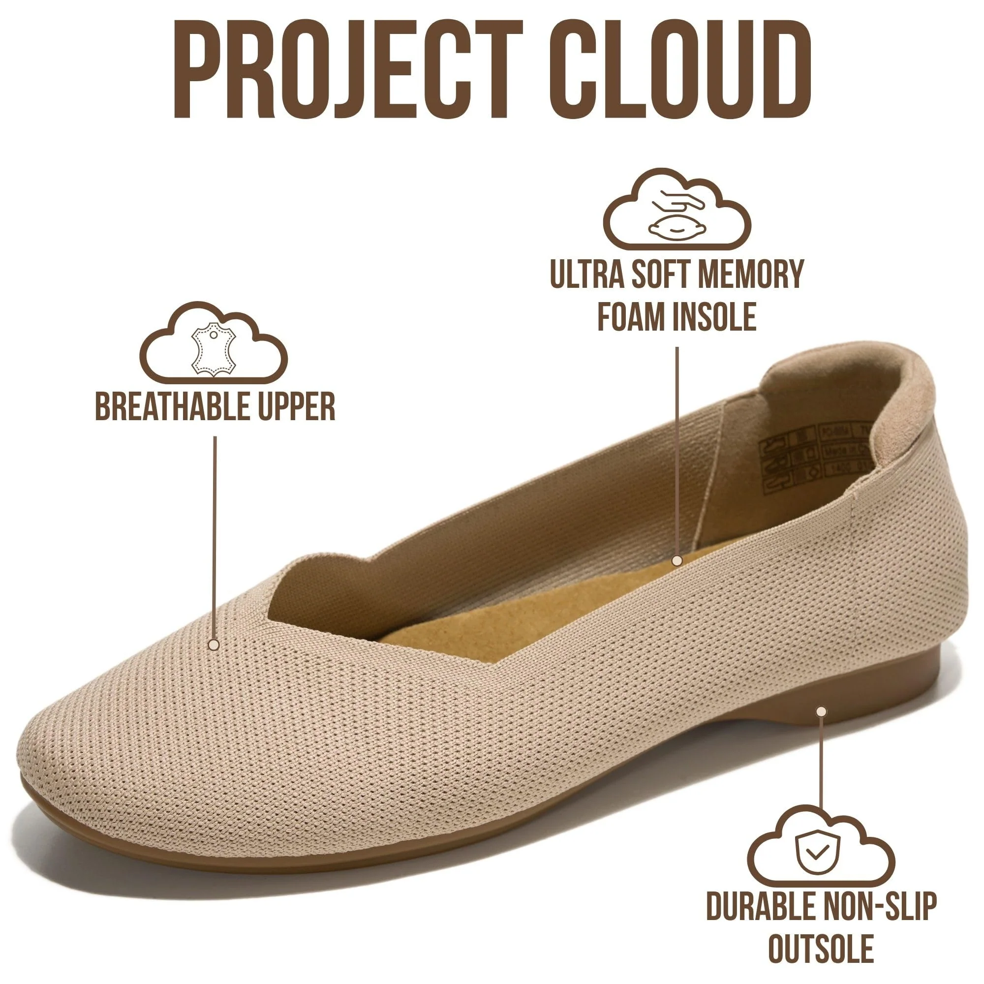 Project Cloud Women's | Women Ballet Flats | Memory Foam | Lightweight | Non-Slip - Prospect - Image 8
