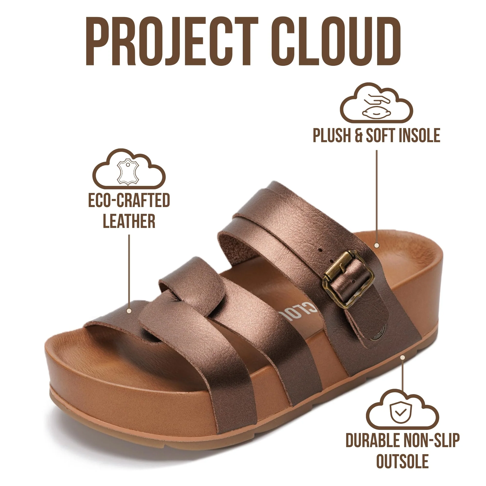 Project Cloud Women's | Eco-Leather Platform Sandals | Lightweight | Non-Slip - Proud - Image 25