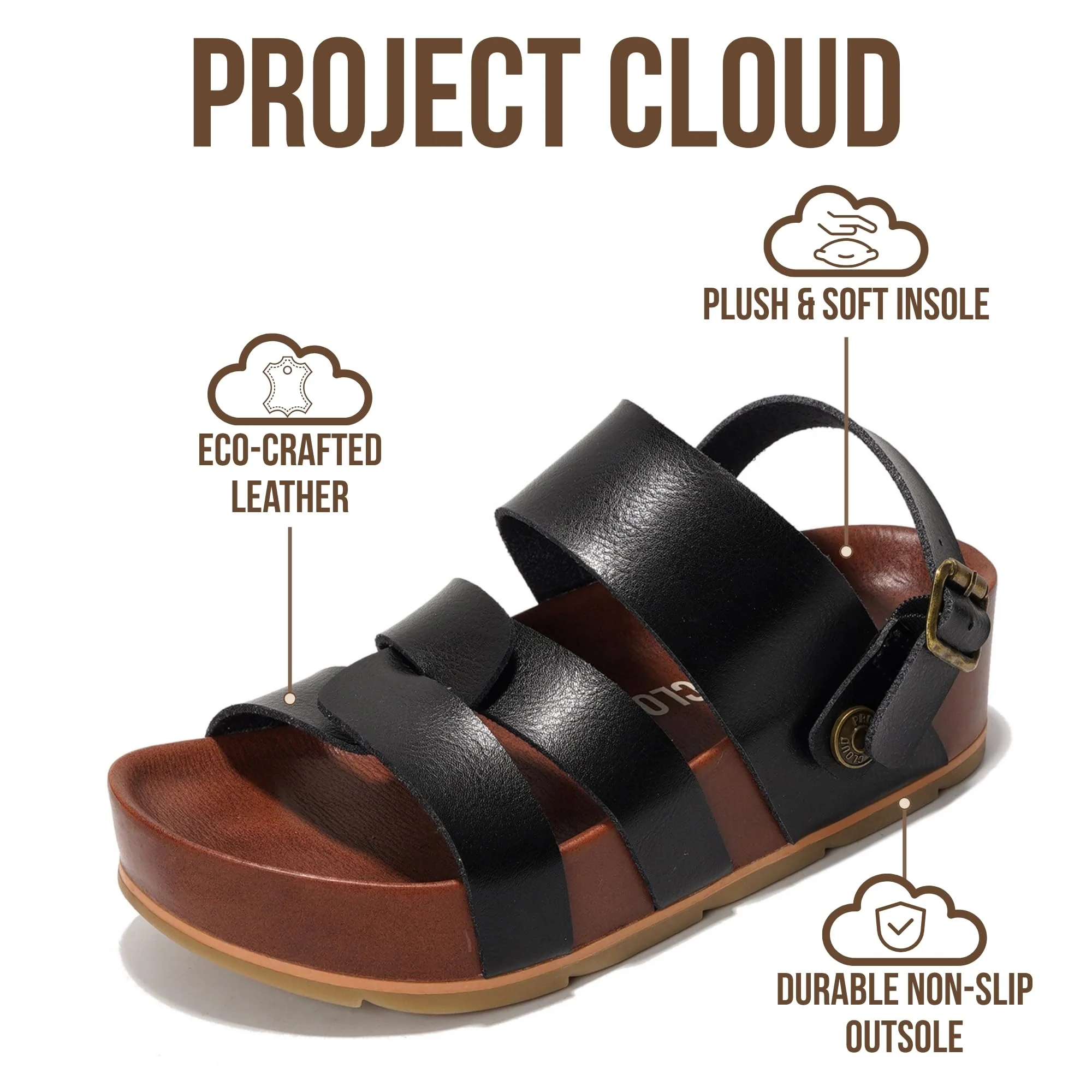 Project Cloud Women's | Eco-Leather Platform Sandals | Lightweight | Non-Slip - Proud - Image 30