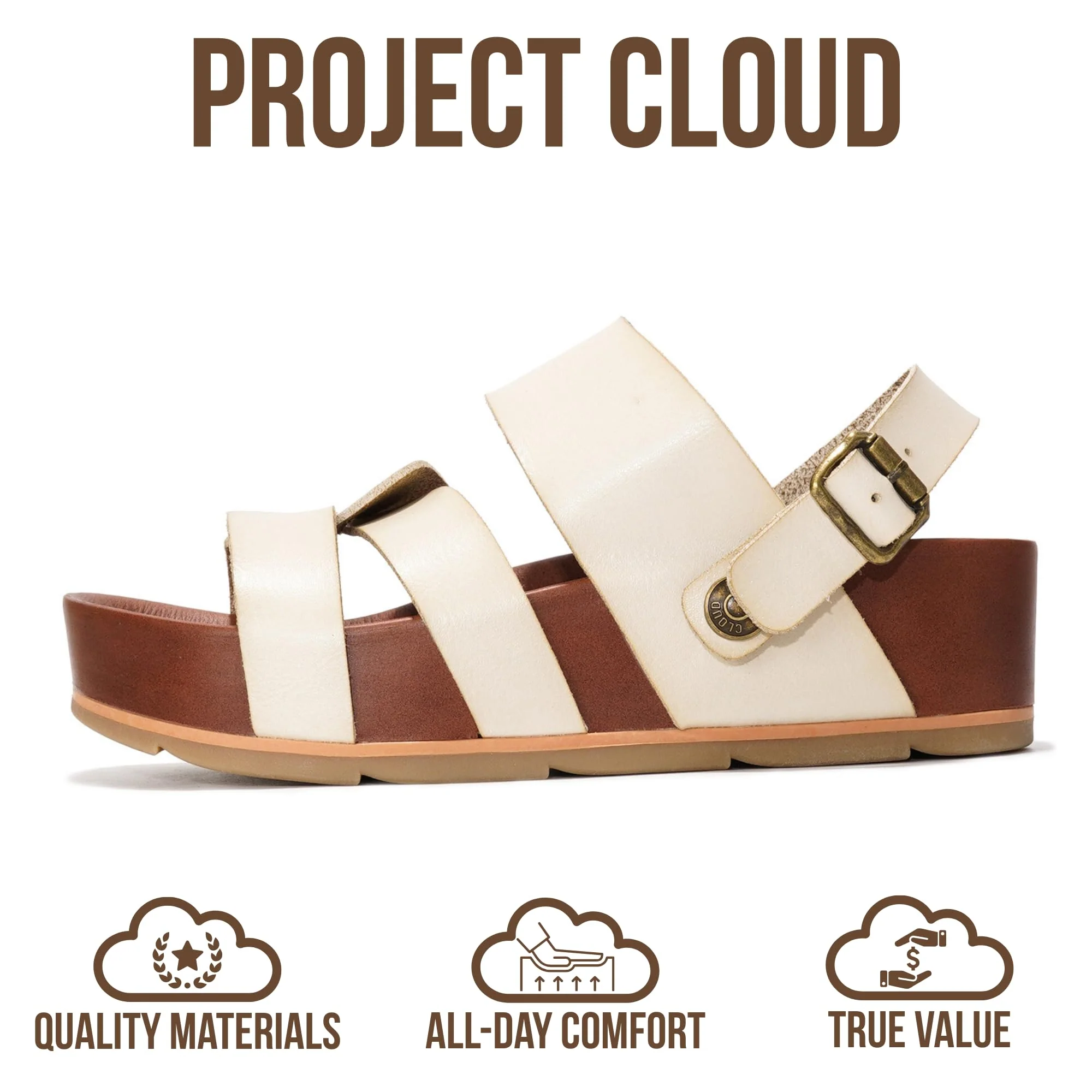 Project Cloud Women's | Eco-Leather Platform Sandals | Lightweight | Non-Slip - Proud - Image 4