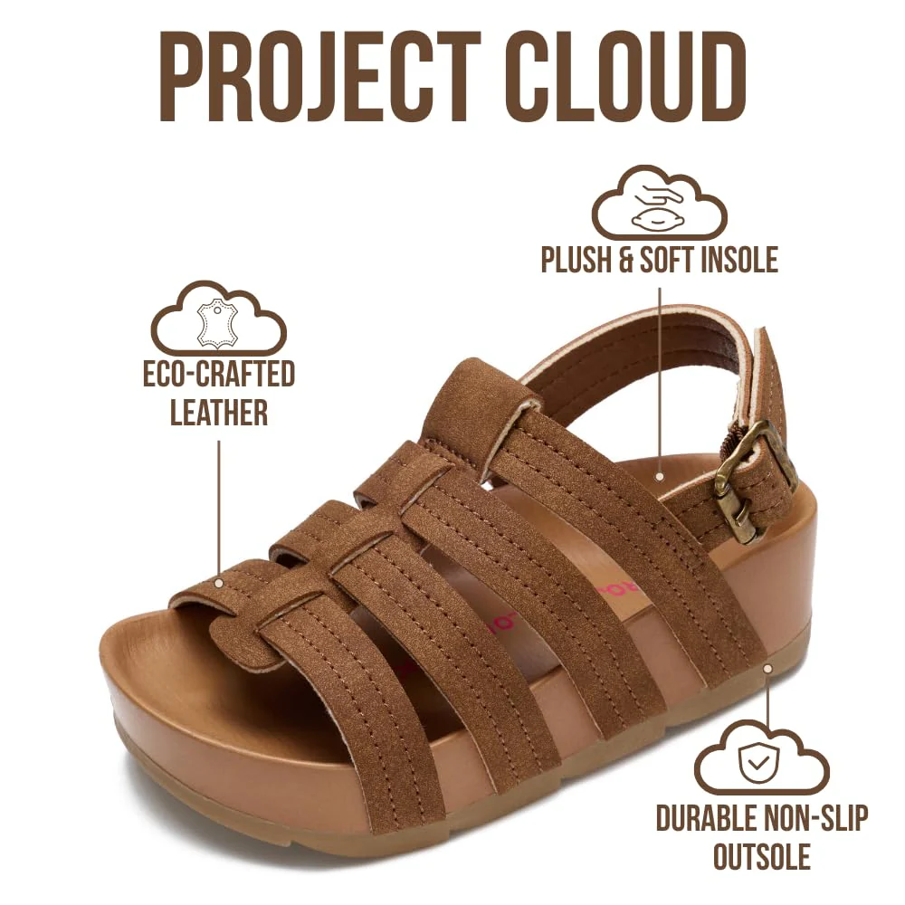 Project Cloud Kids | Strappy Summer Dressy-Casual Wedge | Hook-&-Loop | Lightweight | Non-Slip - Puffer Kids - Image 14