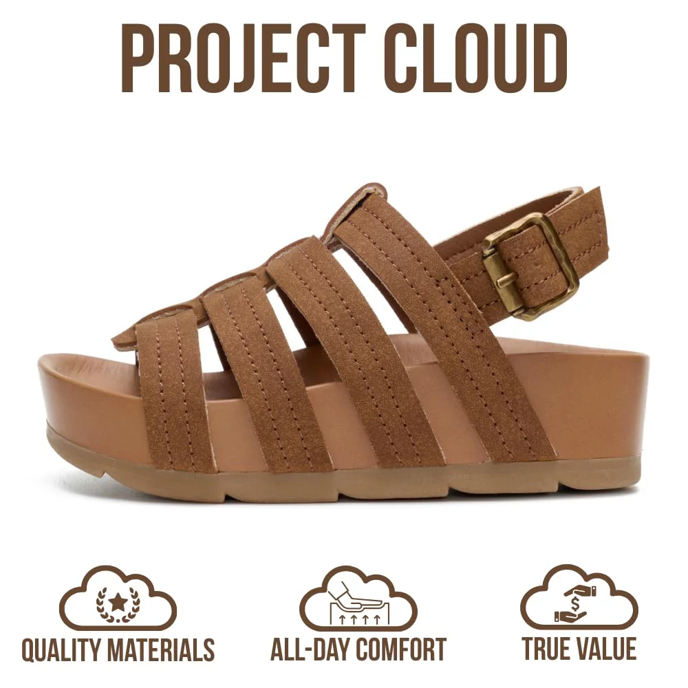 Project Cloud Kids | Strappy Summer Dressy-Casual Wedge | Hook-&-Loop | Lightweight | Non-Slip - Puffer Kids - Image 15