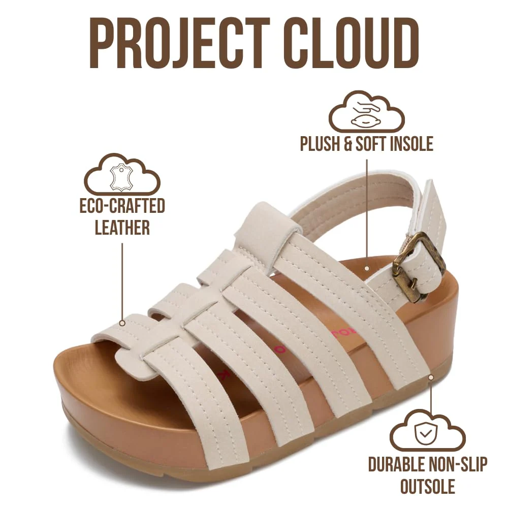 Project Cloud Kids | Strappy Summer Dressy-Casual Wedge | Hook-&-Loop | Lightweight | Non-Slip - Puffer Kids - Image 19