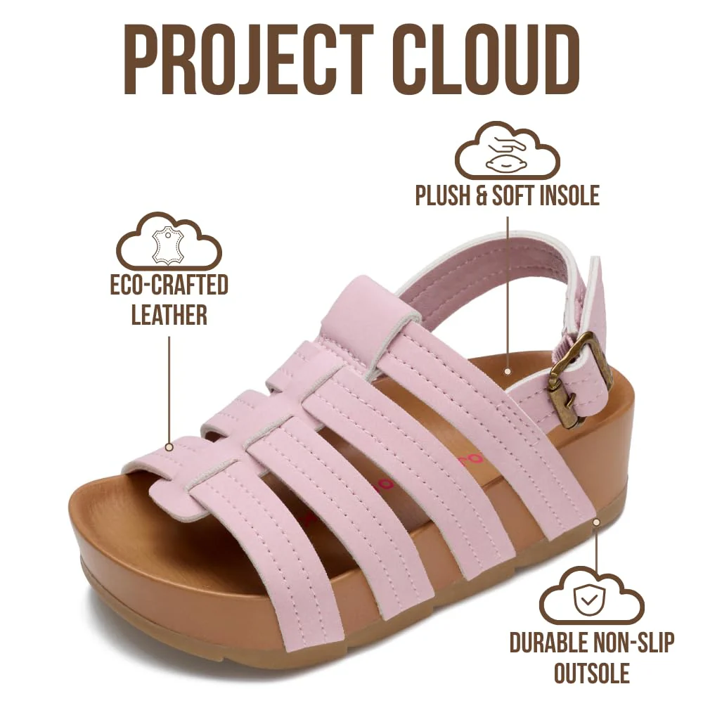 Project Cloud Kids | Strappy Summer Dressy-Casual Wedge | Hook-&-Loop | Lightweight | Non-Slip - Puffer Kids - Image 8
