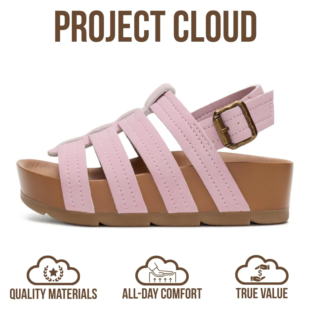 Project Cloud Kids | Strappy Summer Dressy-Casual Wedge | Hook-&-Loop | Lightweight | Non-Slip - Puffer Kids - Image 9