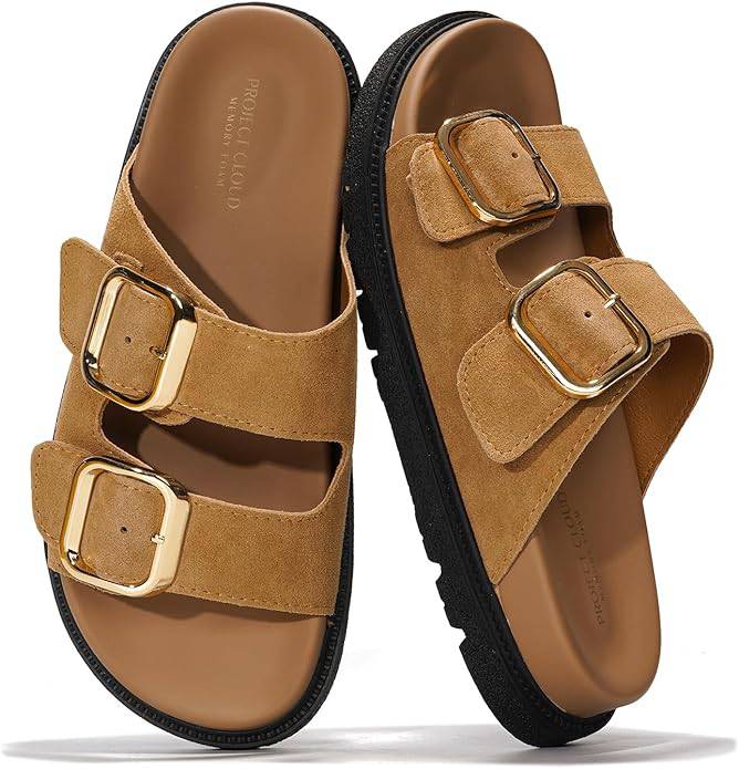 Project Cloud Women's | 100% Genuine Leather Slides | Plush and Soft Insole | Lightweight | Non-Slip - Sharl - Image 36