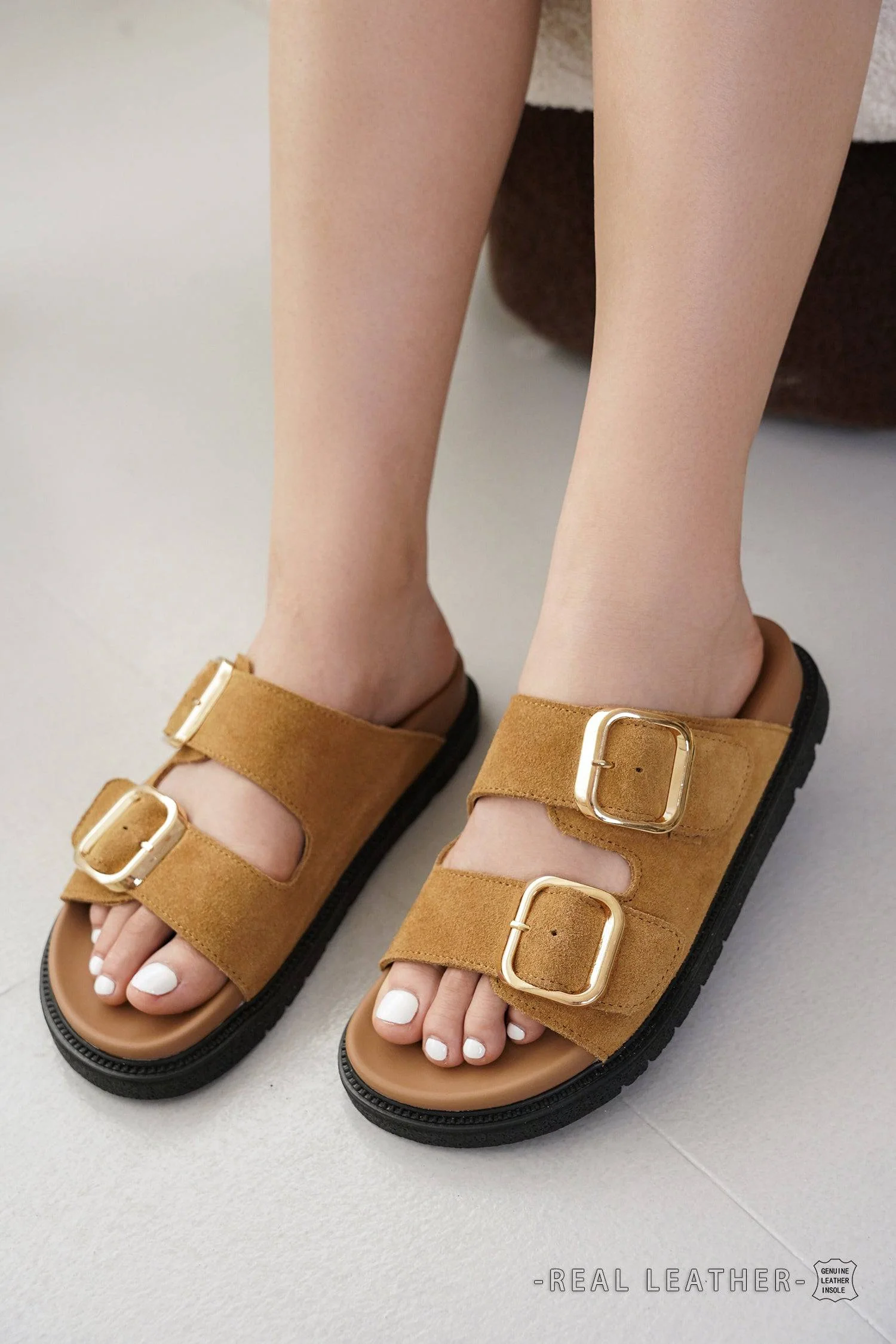 Project Cloud Women's | 100% Genuine Leather Slides | Plush and Soft Insole | Lightweight | Non-Slip - Sharl - Image 41