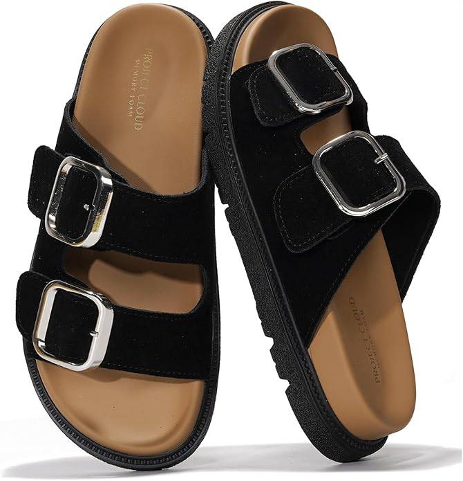 Project Cloud Women's | 100% Genuine Leather Slides | Plush and Soft Insole | Lightweight | Non-Slip - Sharl - Image 42