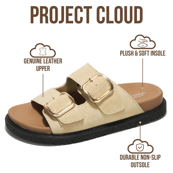 Project Cloud Women's | 100% Genuine Leather Slides | Plush and Soft Insole | Lightweight | Non-Slip - Sharl - Image 48