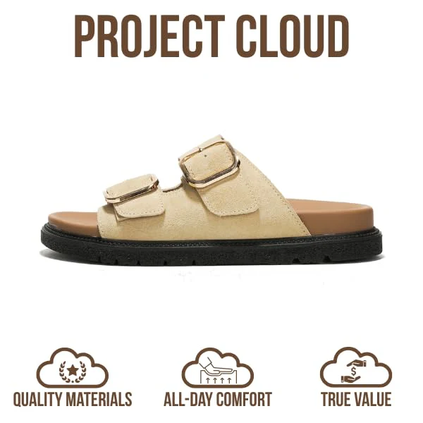 Project Cloud Women's | 100% Genuine Leather Slides | Plush and Soft Insole | Lightweight | Non-Slip - Sharl - Image 49