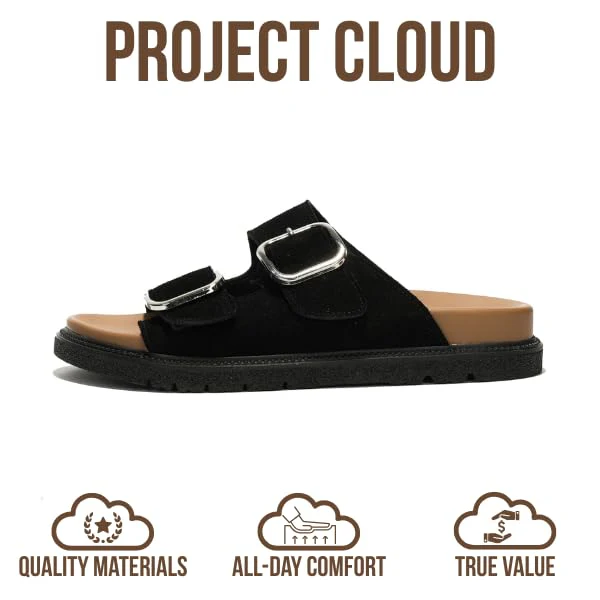 Project Cloud Women's | 100% Genuine Leather Slides | Plush and Soft Insole | Lightweight | Non-Slip - Sharl - Image 54